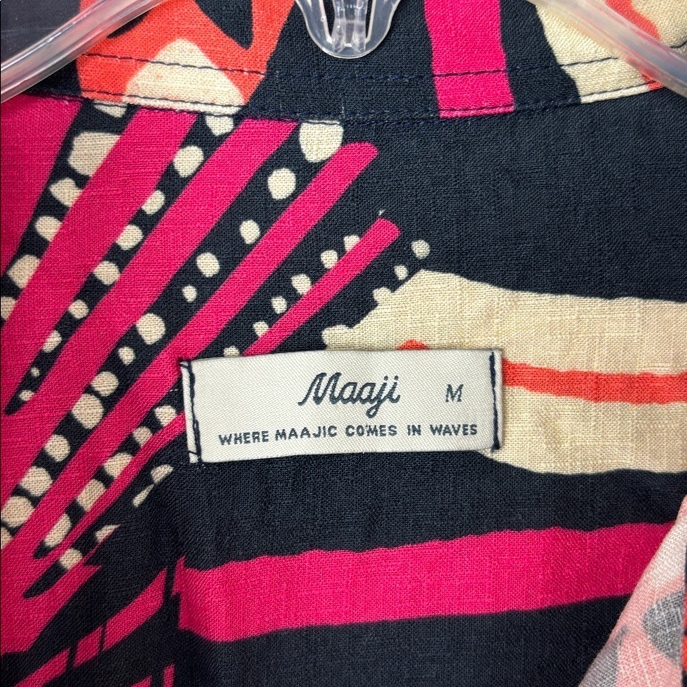 Maaji Pink and Black Patterned Button Down Blouse - M - Picture 3 of 7